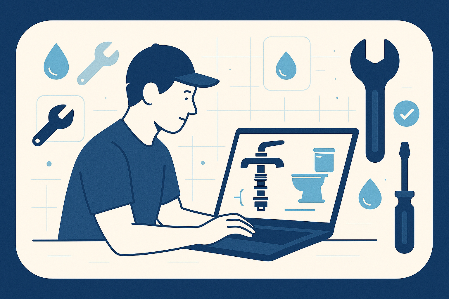 Homeowner looking up plumbing repair guides on a laptop